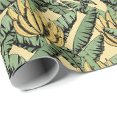 Gele exotische bananen en bladeren cadeaupapier (Rol Hoek)