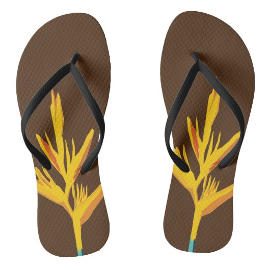 Gele exotische ventilator teenslippers (Voetbed)