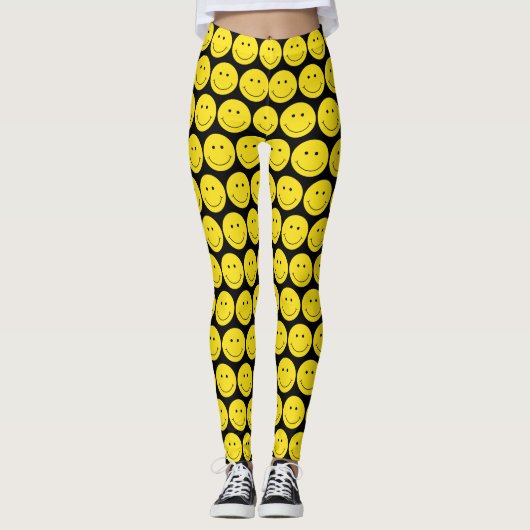 Gele Face Grinning Smile Leggings (Voorkant)