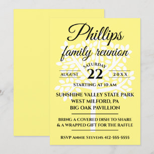 Gele familie reünie White Tree Silhouette Kaart