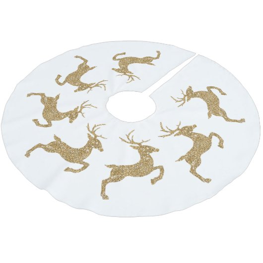 Gele Faux Glitter Texture Jumping Deer Shape Kerstboom Rok (Gekanteld)
