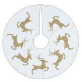 Gele Faux Glitter Texture Jumping Deer Shape Kerstboom Rok (Voorkant)