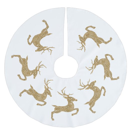Gele Faux Glitter Texture Jumping Deer Shape Kerstboom Rok (Voorkant)