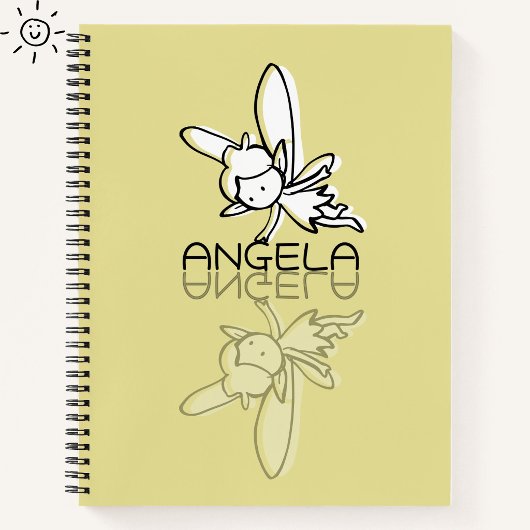 Gele fee reflectie Doodle Aangepaste naam Notitieboek