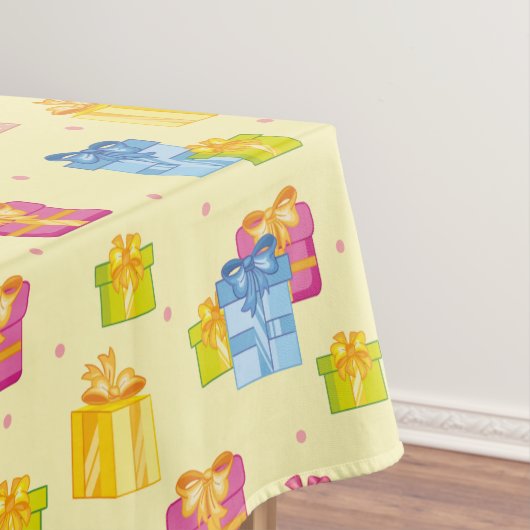 Gele feestcadeautafel tafelkleed (Voorbeeld)