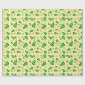 Gele feestdag met kerstsymbolen Wra Cadeaupapier (Vlak)