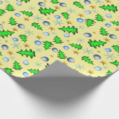 Gele feestdag met kerstsymbolen Wra Cadeaupapier (Hoek)