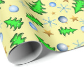 Gele feestdag met kerstsymbolen Wra Cadeaupapier (Rol Hoek)