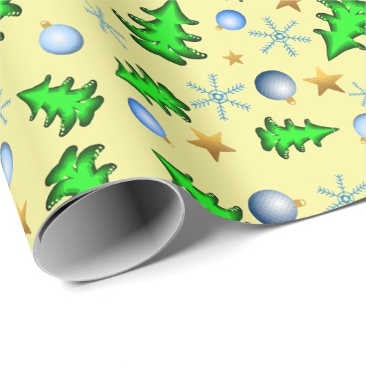 Gele feestdag met kerstsymbolen Wra Cadeaupapier (Rol Hoek)