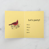 Gele Feestuitnodiging Rode Kardinaal Kaart (Binnen)