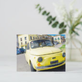 Gele Fiat 500, Cinquecento in Italië Briefkaart (Staand voorkant)
