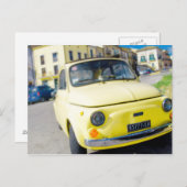 Gele Fiat 500, Cinquecento in Italië Briefkaart (Voorkant / Achterkant)