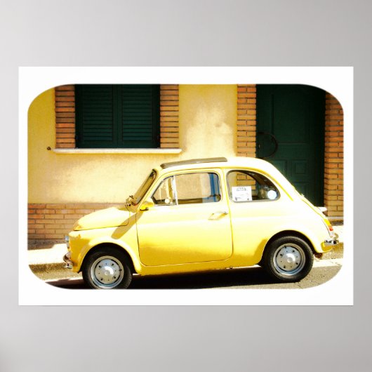 Gele Fiat 500, Cinquecento, Italië Poster (Voorkant)