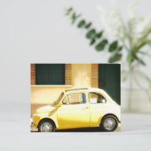 Gele fiat 500 in Italië Briefkaart (Staand voorkant)