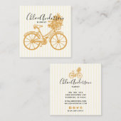gele fiets bloemen vierkante visitekaartje (Voorkant / Achterkant)