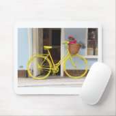 gele fiets en bloemmandje muismat (Met muis)