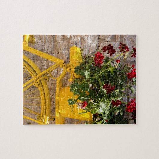 Gele fiets legpuzzel (Horizontaal)