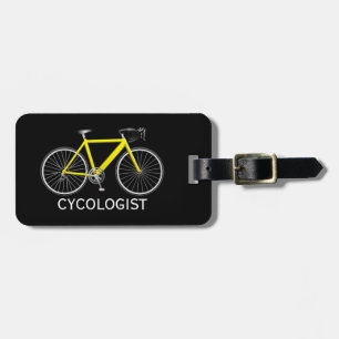 Gele Fiets Op Zwart Bagagelabel