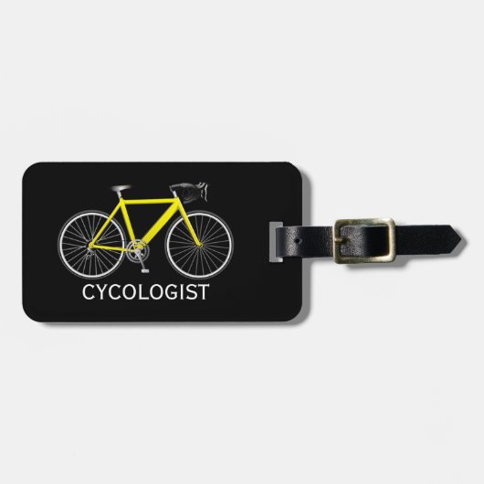 Gele Fiets Op Zwart Bagagelabel (Voorkant horizontaal)