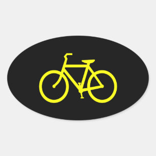 Gele Fiets Ovale Sticker