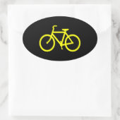 Gele Fiets Ovale Sticker (Tas)