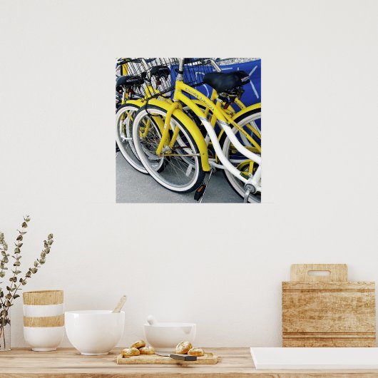 Gele fietsen poster (Keuken)