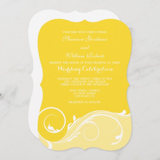 Gele finale bruine bruinbruidjes kaart (Voorkant / Achterkant)