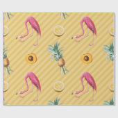 Gele Flamingo Mango Citroen Patroon Cadeaupapier (Vlak)