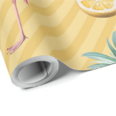 Gele Flamingo Mango Citroen Patroon Cadeaupapier (Rol Hoek)