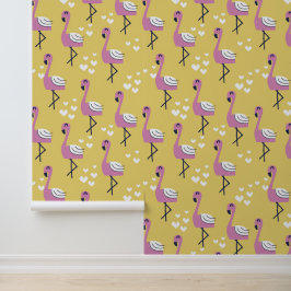 Gele Flamingo Safari Dieren Kwekerij Behang