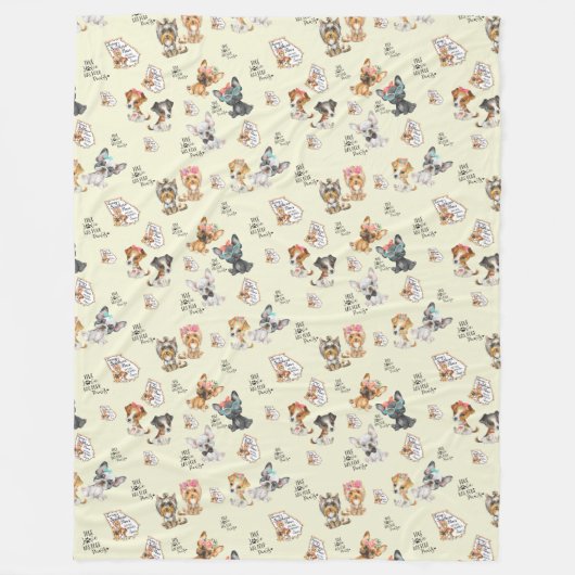 Gele fleece deken, groot 60" x 80" (Voorkant)