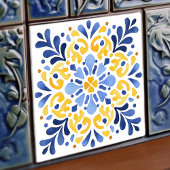 Gele Fleur-de-Lis Azulejo Print Tegeltje