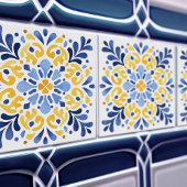 Gele Fleur-de-Lis Azulejo Print Tegeltje