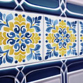 Gele Fleur-de-Lis Azulejo Print Tegeltje