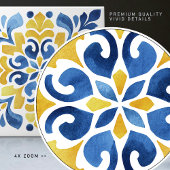Gele Fleur-de-Lis Azulejo Print Tegeltje