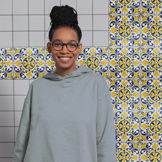 Gele Fleur-de-Lis Azulejo print Tegeltje