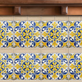 Gele Fleur-de-Lis Azulejo print Tegeltje