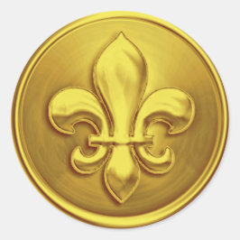 Gele Fleur de Lis Envelope Seal Embossed Kijk Ronde Sticker
