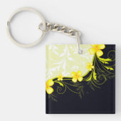 Gele Floral Background Sleutelhanger (Voorkant)