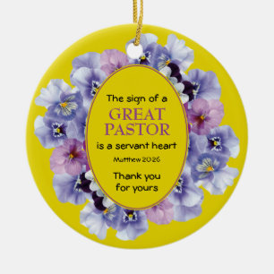 Gele Floral BEDANKT U Pastor Keramisch Ornament