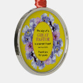 Gele Floral BEDANKT U Pastor Metalen Ornament (Rechts)