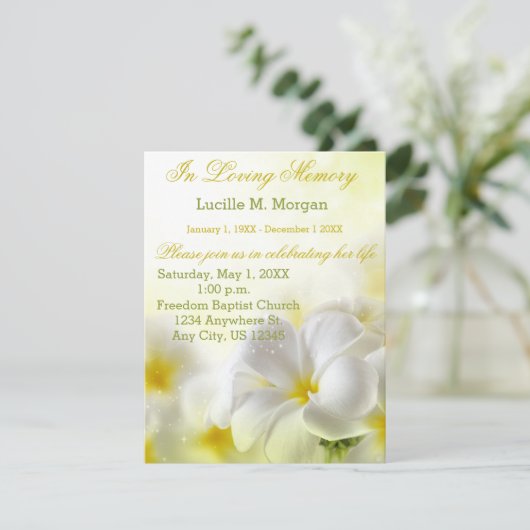 Gele Floral | Begrafenis | Herdenkingsdienst Kaart (Staand voorkant)