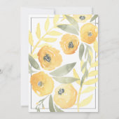 Gele Floral Birthday Party nodigt uit Kaart (Achterkant)