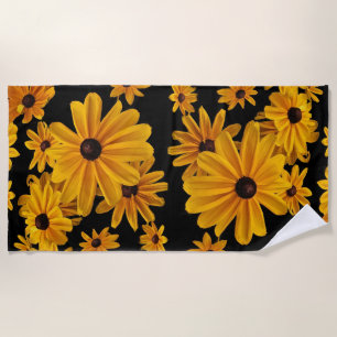 Gele Floral Black Eyed Susan Flowers Beach Towel Strandlaken