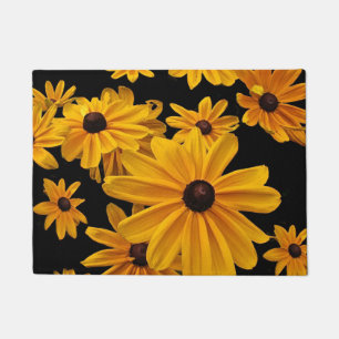 Gele Floral Black Eyed Susan Flowers door Mat