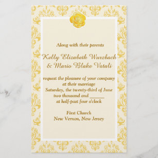 Gele Floral bruiloft uitnodiging Briefpapier