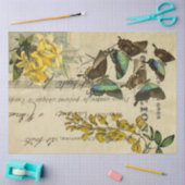 Gele Floral Butterflies Ephemera ontleedblad Tissuepapier (Craft)