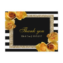 Gele Floral Dank je Briefkaart