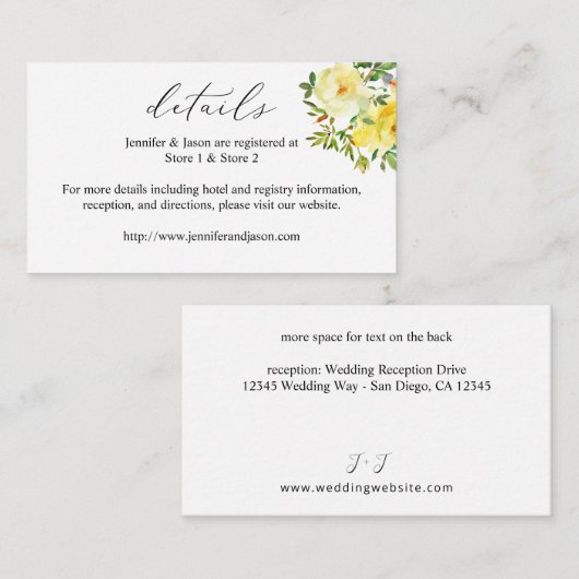 Gele Floral Details SM Enclosure Kaart (Voorkant / Achterkant)