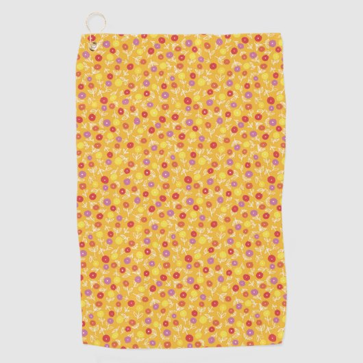 Gele Floral Ditsy Golfhanddoek (Voorkant)